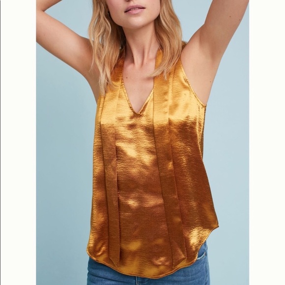 Anthropologie Tops - Anthro Maeve Gold Metallic Swing Top